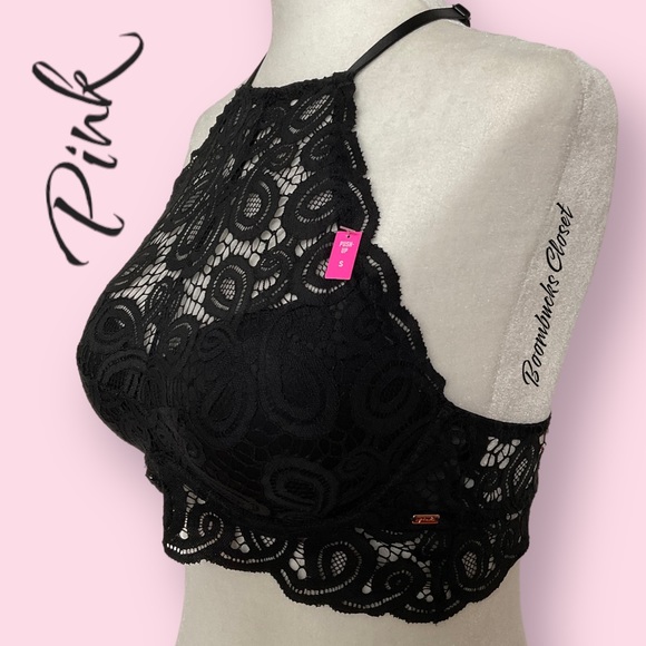 PInk Halter Lace Push up Bra Small - Picture 5 of 16